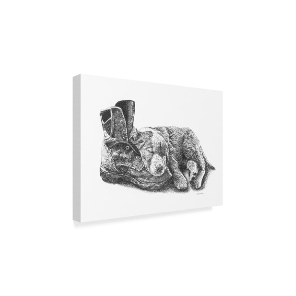 Let Your Art Soar 'Puppy And Boot Line Art' Canvas Art,35x47